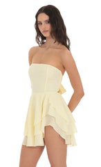 Strapless Asymmetrical Dress in Yellow