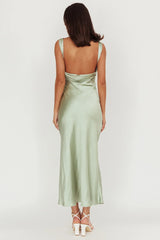 Carmine Satin Sleeveless Maxi Dress Sage
