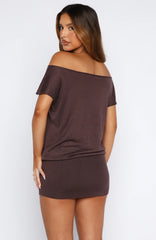 Following My Instincts Mini Dress Chocolate