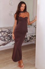 Raining Hearts Strapless Maxi Dress Chocolate