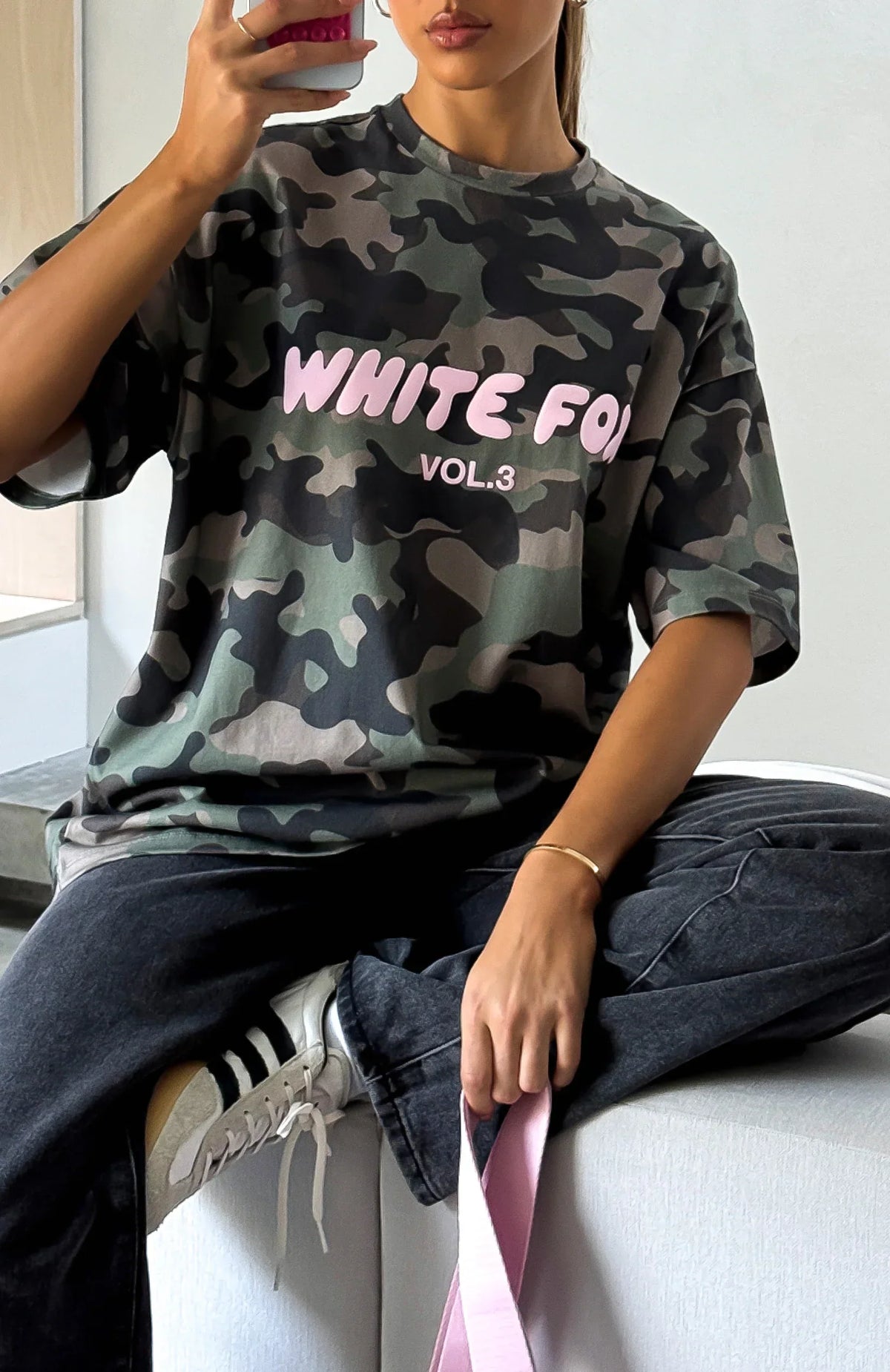Offstage Printed Oversized Tee Washed Camo