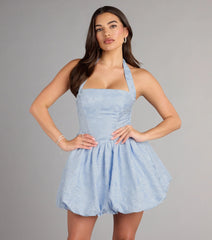 Vicky Jacquard Halter Bubble Mini Dress