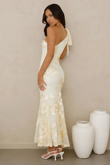 Glossy Girl One Shoulder Mesh Maxi Dress