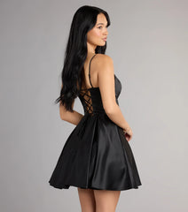 Hazel Satin Lace-Up Dress With Pockets