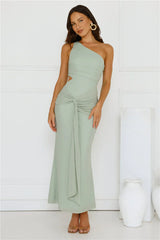 Style Capital One Shoulder Mesh Maxi Dress