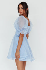 I've Got Sunshine Puff Sleeve Mini Dress Sky Blue