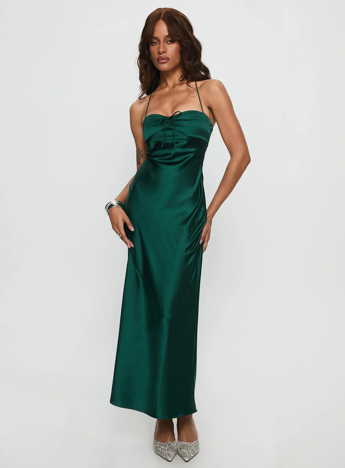 Fireproof Halter Maxi Dress Forest Green