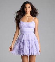 Louisa Ruffle Glitter Skater Short Dress