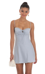 Satin Open Back Dress in Blue