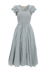 Hattie Dress in Dusty Teal Gingham