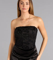 Millie Embroidered Strapless Lace-Up Mini Dress