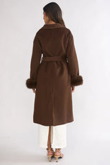 Zannora Faux Fur Coat Chocolate