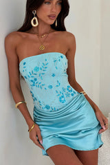Skye Strapless Beaded Mini Dress - Baby Blue