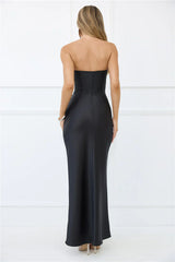 Dressed To Dazzle Strapless Satin Maxi Dress