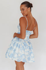 Courting Cami Strap Mini Dress Floral Blue