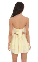 Strapless Asymmetrical Dress in Yellow