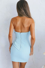 Tivoli Strapless Gathered Bust Mini Dress Blue