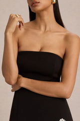 Wendy | Black And White Maxi Dress With Drop-Waist And Pearl Embellishment