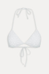 Hudson Crochet Triangle Bikini Top - White