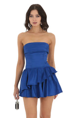 Corset Strapless Dress in Blue