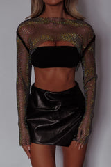 Last Call Fishnet Crop Top Black
