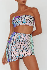 El Camino Mosaic Mini Skirt Silver