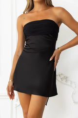 Like A Dream Off Shoulder Satin Mini Dress