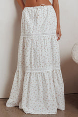 Canyon Cove Crochet Trim Maxi Skirt Floral Pink