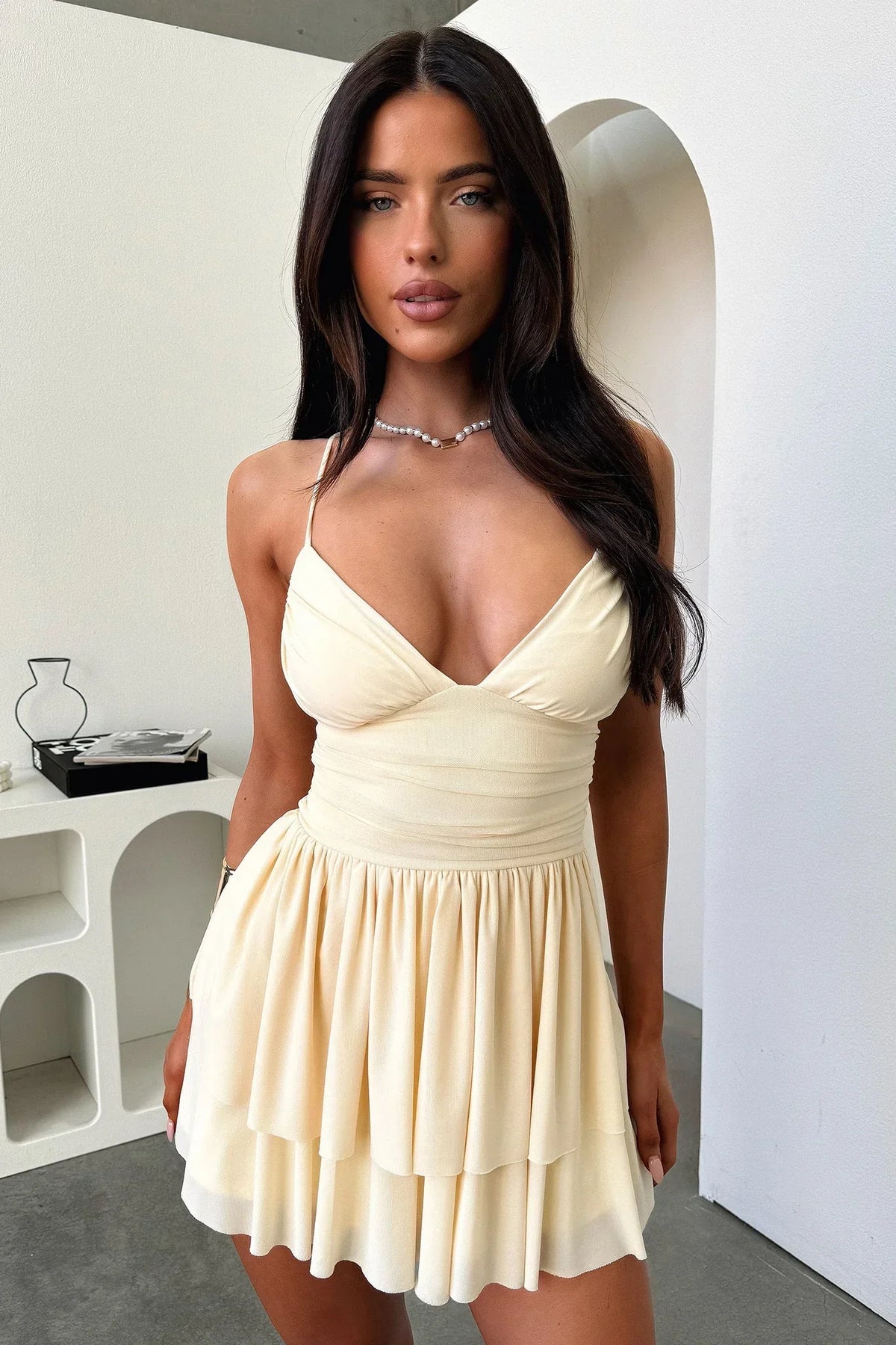 Jamie Layered Mini Dress - Yellow