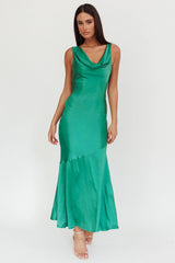 Cecilia Cowl Neck Drape Back Maxi Dress Emerald
