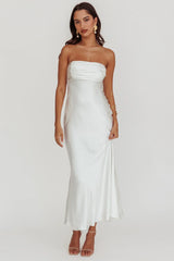 Moon Song Strapless Laced Back Dress Off White
