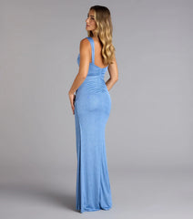 Karly Glitter Slit Mermaid Formal Dress