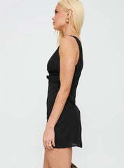New Moon Frill Mini Dress Black