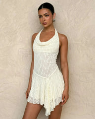 Fiorella Mini Dress - White : Lace : Cream