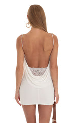 Lace Open Back Dress in White