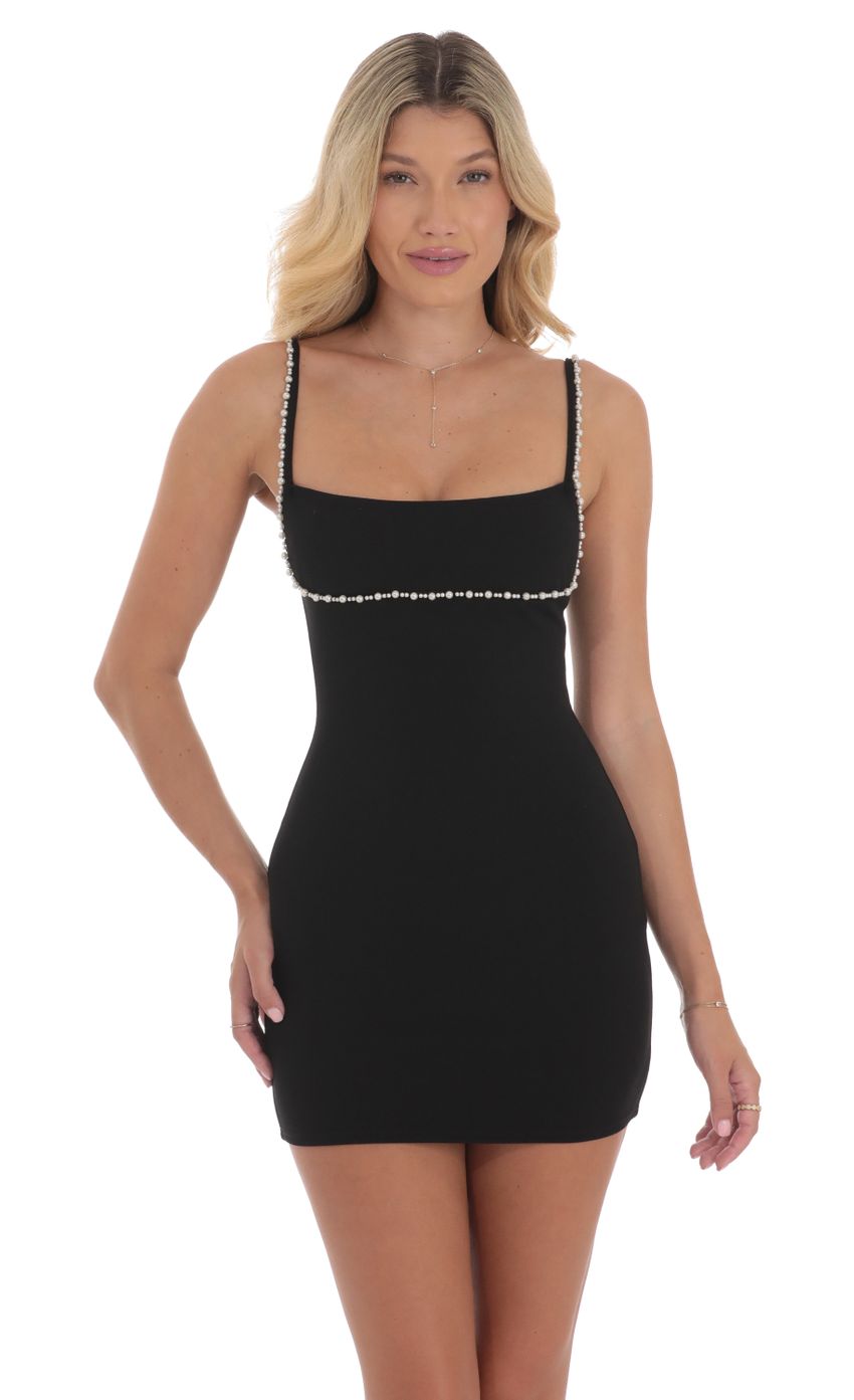 Pearl Outline Bodycon Dress in Black