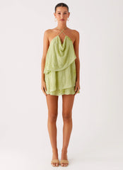 On The Go Beaded Mini Dress - Mint