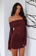 Own Your Story Long Sleeve Mini Dress Burgundy
