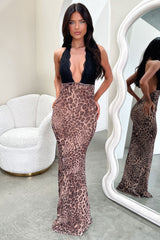 Whittaker Lace Bust Maxi Dress - Leopard