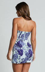 Brailey Mini Dress Strapless Dress in Wisteria