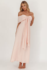 Lillibet Bow Tied Bust Midi Dress Pink