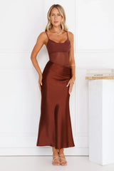 Rule The Glow Satin Mesh Maxi Dress