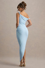 Angelique | Powder Blue Twisted Asymmetric Maxi Dress