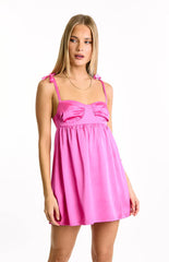 Sammie Hot Pink Satin Mini Dress