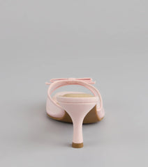 Dainty Drama Mesh Bow Kitten Mules