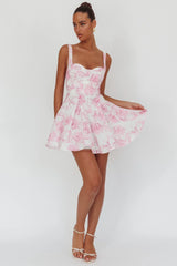 Get My Attention Off-Shoulder Mini Dress Floral Pink