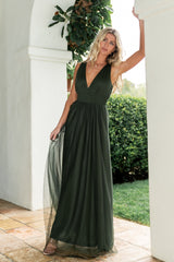 Kamila Tulle Maxi Dress | Juniper Green