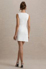 Kalina | White Mini Dress With Bow Detail
