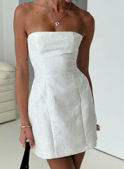Heaven Sent Strapless Mini Dress White