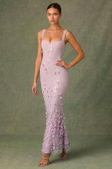 Embellished Fishtail Corset Gown in Lilac